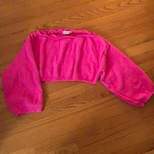 Pink Crop Top Off the Shoulder Sweater
